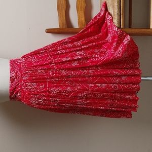 LOWEST $ Handmade Cotton Tiered Bandana Print Red, White & Black Skirt…